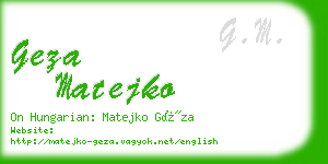 geza matejko business card